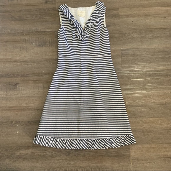 Kate Spade New York Womens Cotton Striped Ruffled Sleeveless Dress Blue SZ4 EUC - Picture 6 of 11